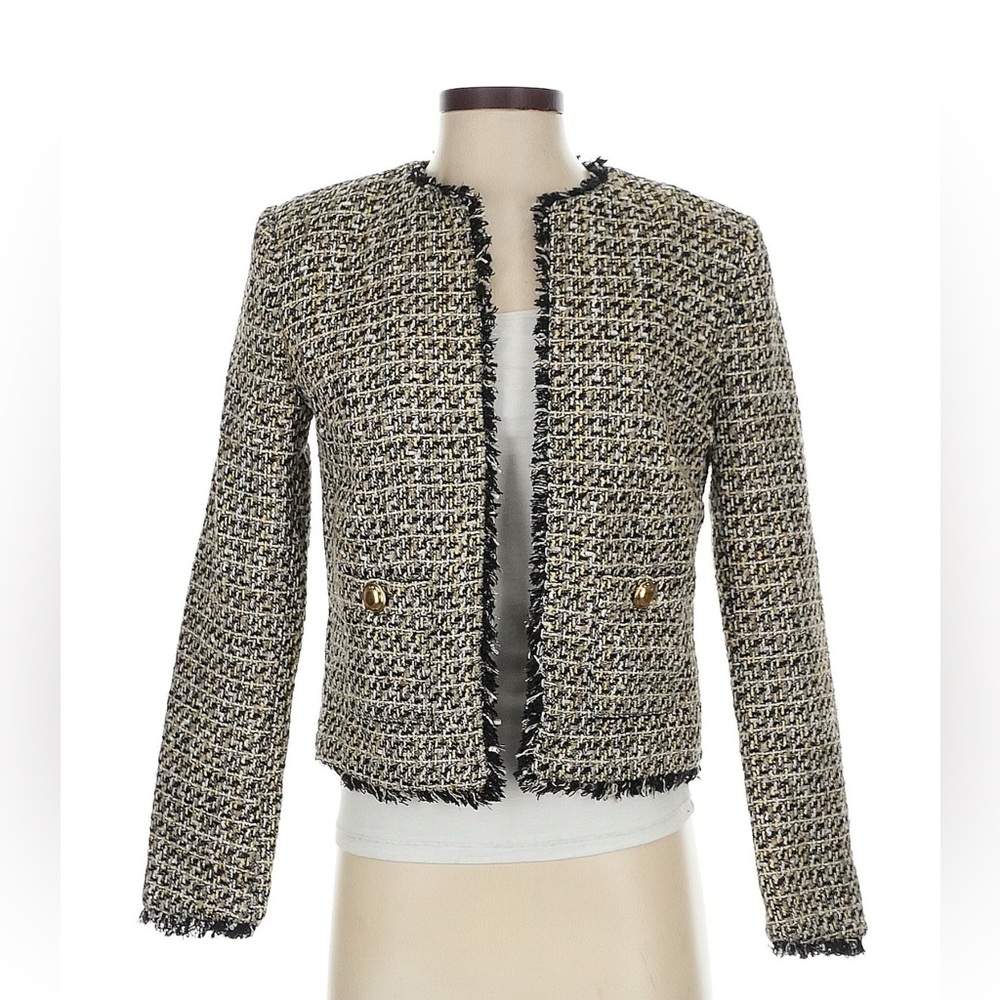 Express Tweed Blazer Nwt Black Tan Gold Large